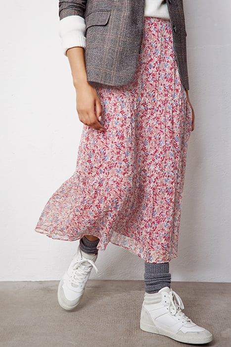 FLORAL PRINT BAGGY LONG SKIRT WITH RUFFLES 4