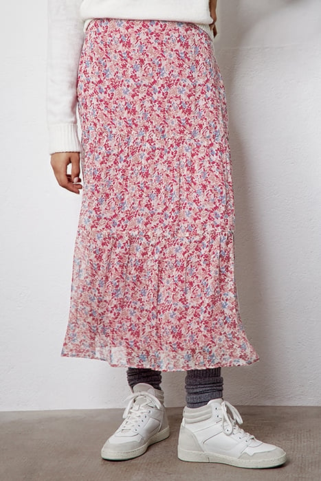 FLORAL PRINT BAGGY LONG SKIRT WITH RUFFLES 1