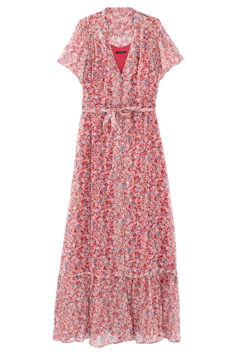 FLORAL PRINT SHORT SLEEVE LONG DRESS 1