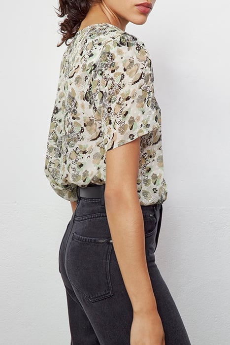 FLORAL ARMY PRINT VISCOSE TOP WITH EPAULETS 4