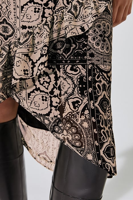 SCARF-PRINT ASYMMETRIC SKIRT WITH VOILE RUFFLE 4