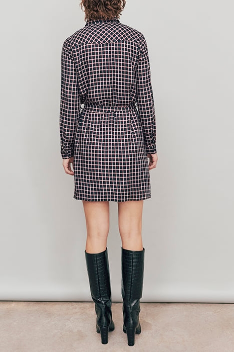 TARTAN BELTED SHIRT DRESS WITH METALLIC THREAD 2