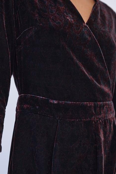 BAROQUE PRINT VELVET WRAP-STYLE SHORT DRESS 4