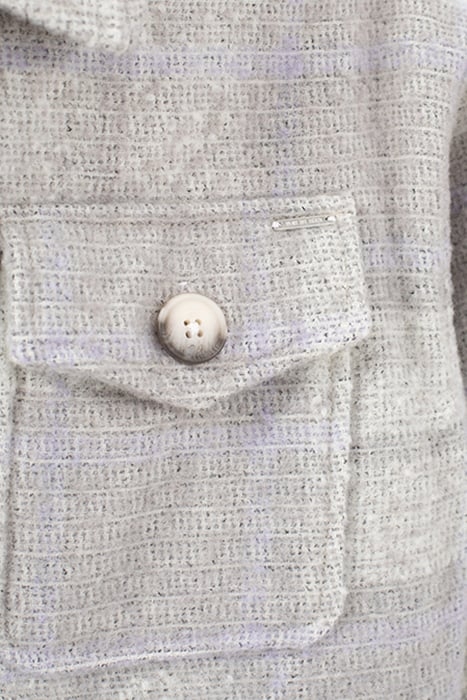 GIRLS’ VANILLA WOOL CHECK OVERSHIRT JACKET WHEAT 6