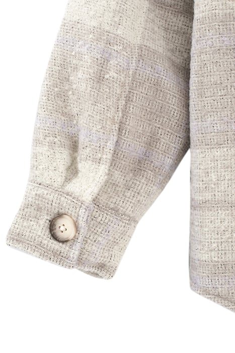 GIRLS’ VANILLA WOOL CHECK OVERSHIRT JACKET WHEAT 5