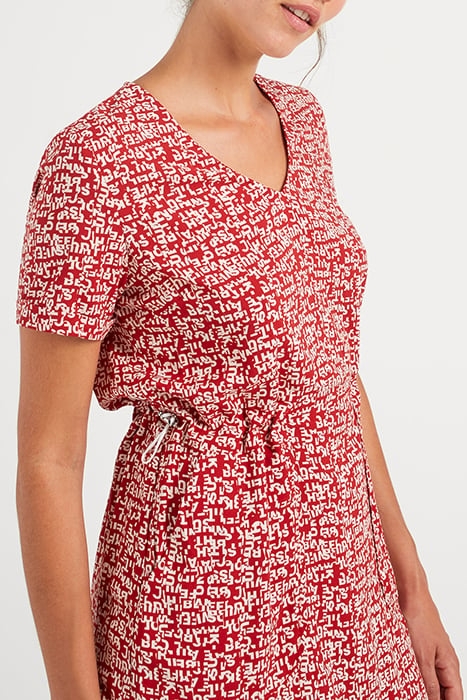 CANDY RED MINI-LETTER PRINT DRESS 7