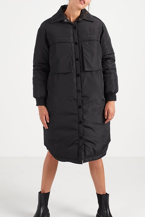 BLACK LONG PADDED JACKET WITH XL POCKETS 1