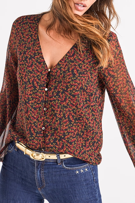 BLACK LEAF PRINT BLOUSE 3