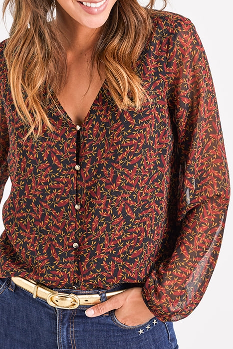 BLACK LEAF PRINT BLOUSE 4
