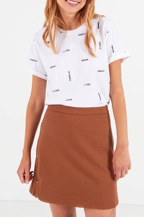 CARAMEL SHORT SKIRT WITH PRESS STUDS ON SIDES 1