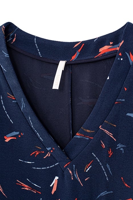 NAVY DRESS WITH ARTY PENCILLED PRINT 5