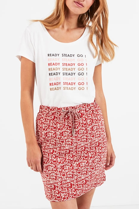 CANDY RED MINI-LETTER PRINT SHORT SKIRT 1