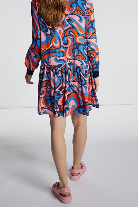 PRINTED DRESS WITH KNIT DETAILS ECOVERO MIDNIGHT BLUE 3