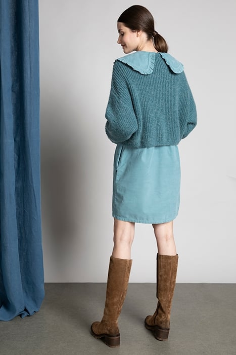 SHORT CREW NECK LS CABLE SWT BLUE 3