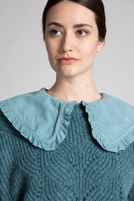 SHORT CREW NECK LS CABLE SWT BLUE 4