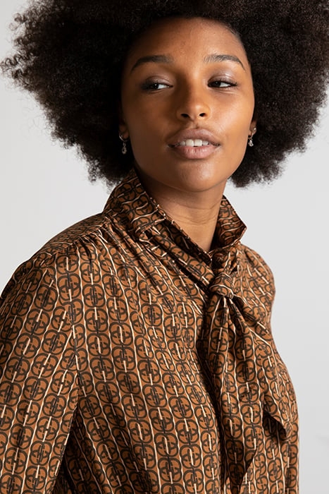 BOW COLLAR DRESS BROWN 4