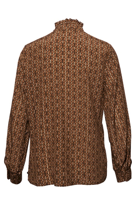 RUFFLE COLLAR LS SHIRT BROWN 4