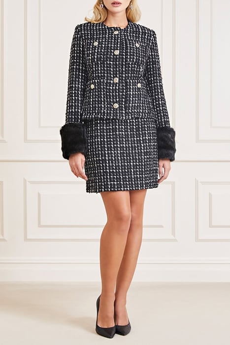 SECRET TWEED JACKET BLACK AND WHITE CROPPED COMB 3