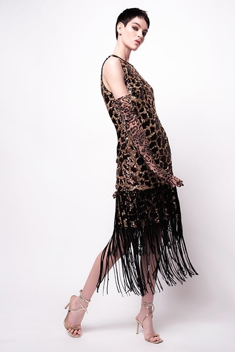 AROMATICO ABITO PAILLETTES MAC MULTI BEIGE/BLACK 4