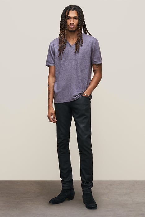 WOOSTER SLIM FIT SS LINEN V-NECK DRY LAVENDER 3