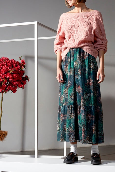 JADE - SKIRT WITH FLORAL MAXI PRINT CHLOROPHYLL 5