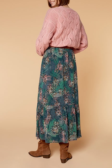JADE - SKIRT WITH FLORAL MAXI PRINT CHLOROPHYLL 2