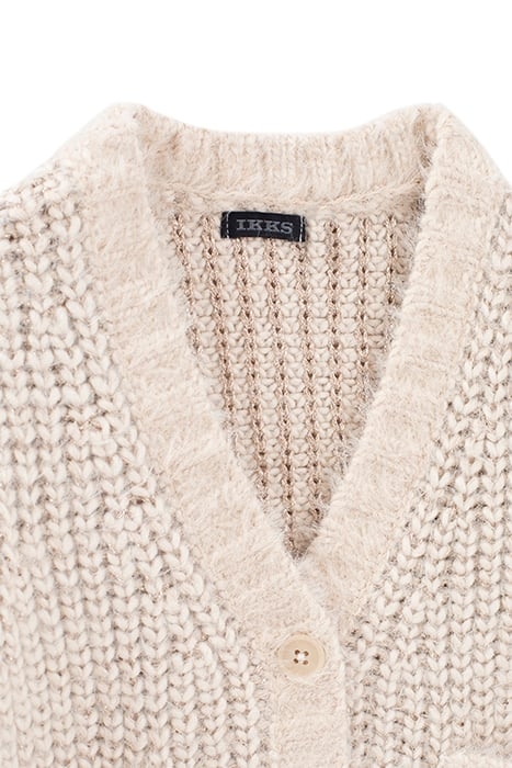 GIRLS’ ECRU LUREX DECORATIVE KNIT CARDIGAN OFF-WHITE 3