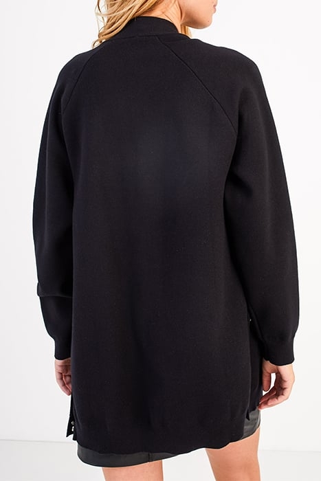 I.CODE KNIT COAT WITH PRESS STUDS ON SIDES BLACK 2