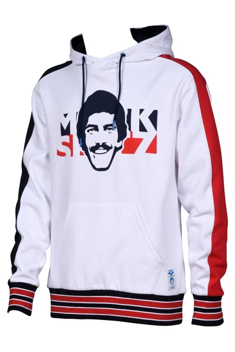 M MS HOODED SWEAT WHITE NAVY RED 7