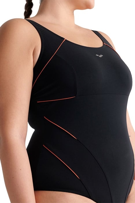 W JEWEL ONE PIECE PLUS BLACK PEONIA RED 5