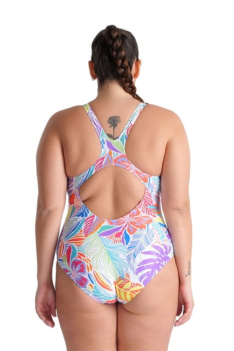 WOMEN'S SWIMSUIT SWIM PRO BACK ALLOVER P WHITE MULTI 3