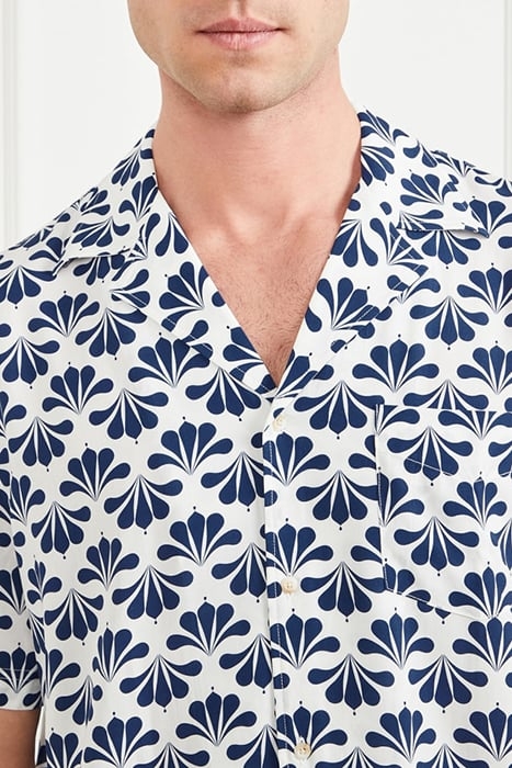 BILLY BOWLING SHIRT BLUE GEOFLOWER PRINT 4
