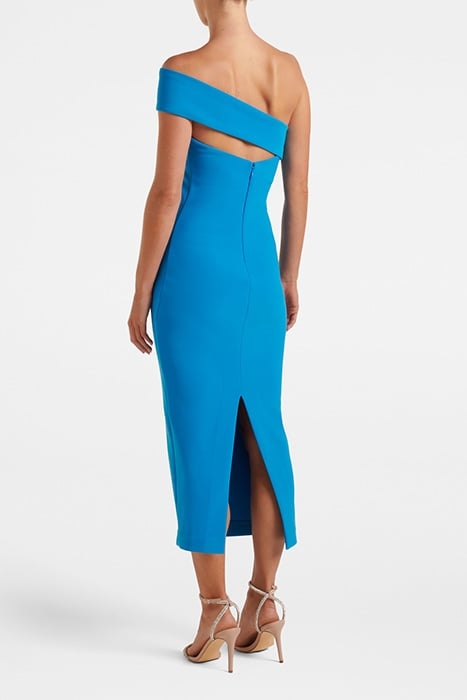 HAYLEE ASYMM NECK BODYCON MIDI BRILLIANT BLUE 2