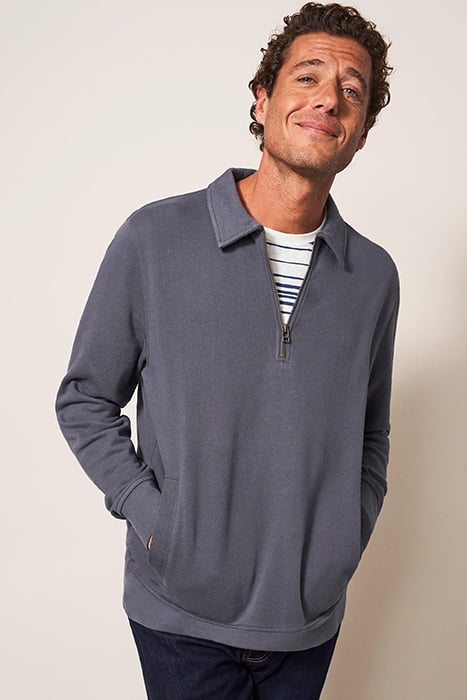 ASHBY HALF ZIP SWEAT DARK GREY 1