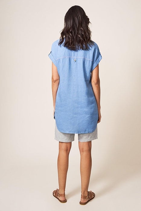 ELSIE LINEN TUNIC MID BLUE 3