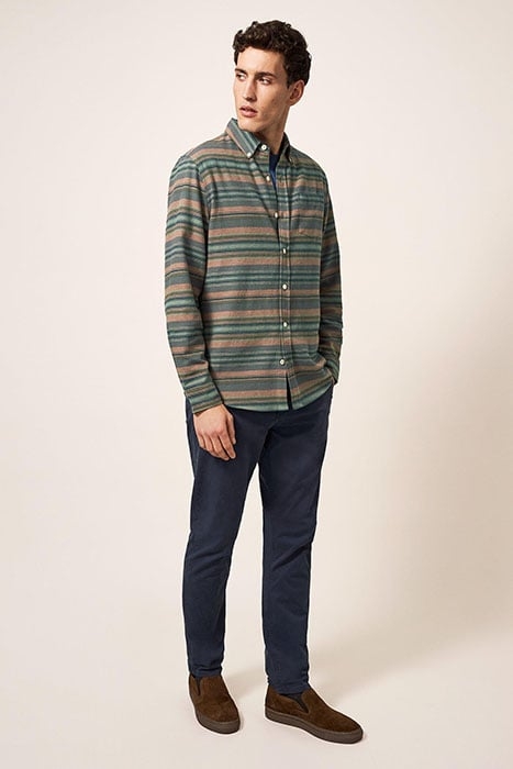 WILNE STRIPE SHIRT KHAKI GREEN 1