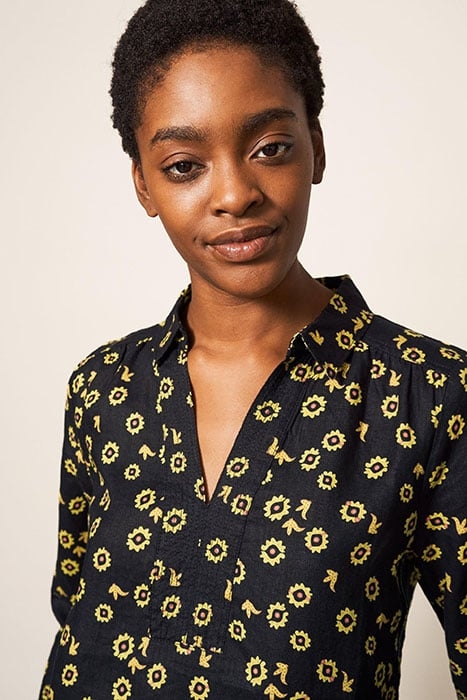 BLAIRE LINEN TUNIC BLK MLT 3