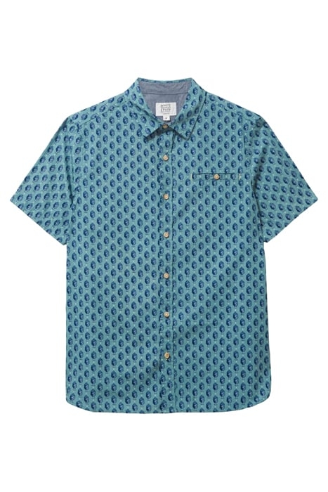 LINEAR FISH PRINTED SS SHIRT MINT GREEN 4