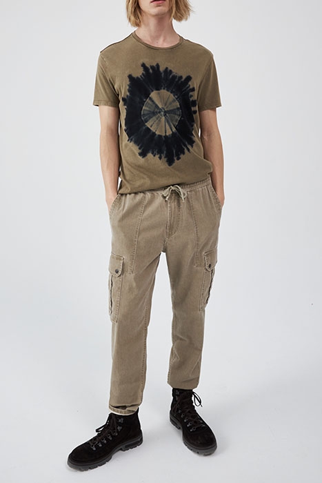 LIGHT KHAKI TIE-DYE T-SHIRT WITH IMAGES 1