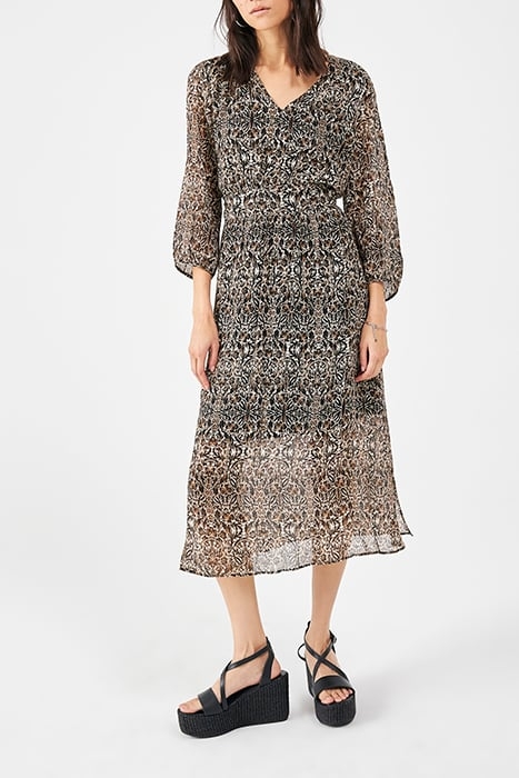 ARABESQUE PRINT LONG DRESS WITH VICTORIAN COLLAR 2