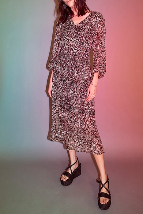 ARABESQUE PRINT LONG DRESS WITH VICTORIAN COLLAR 5