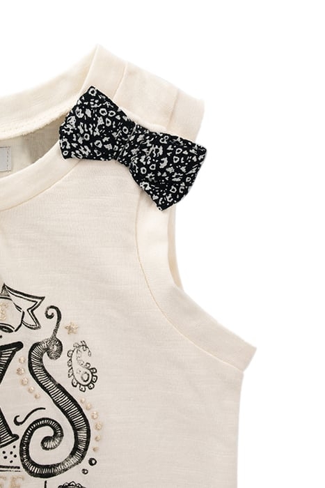 BABY GIRLS’ ECRU CAT-RIDER ORGANIC COTTON T-SHIRT 3