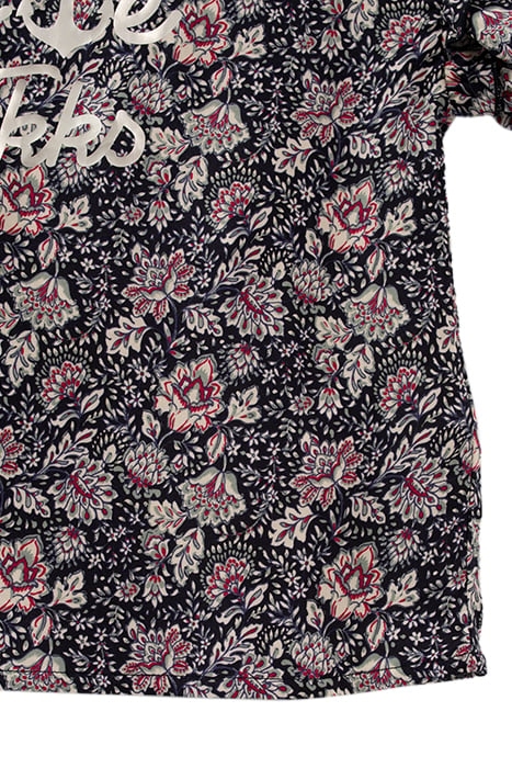 GIRLS’ NAVY FLOWER PRINT LENZING™ ECOVERO™ VISCOSE RUFFLED T 3