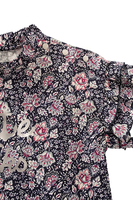 GIRLS’ NAVY FLOWER PRINT LENZING™ ECOVERO™ VISCOSE RUFFLED T 5
