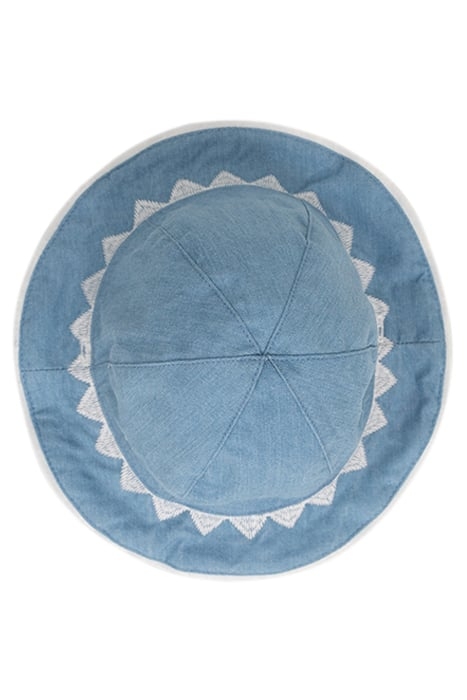 BABY GIRLS' BLUE AND WHITE EMBROIDERED REVERSIBLE HAT 3