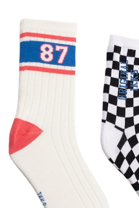 BLACK CHECKERBOARD/WHITE STRIPED SOCKS 6