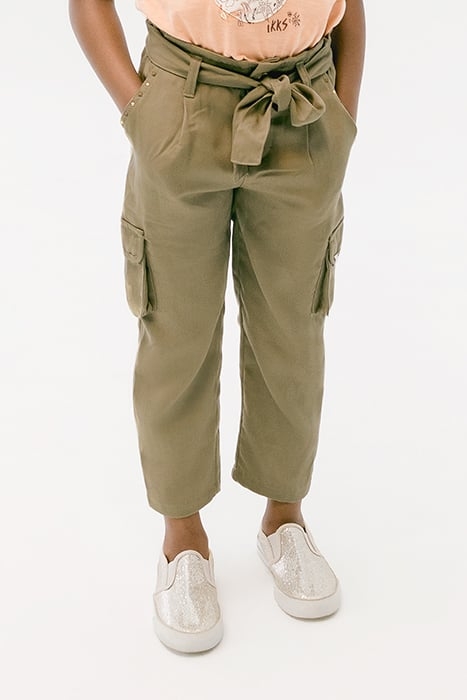 GIRLS' KHAKI LENZING™ TENCEL LYOCELL™COMBAT TROUSERS 1
