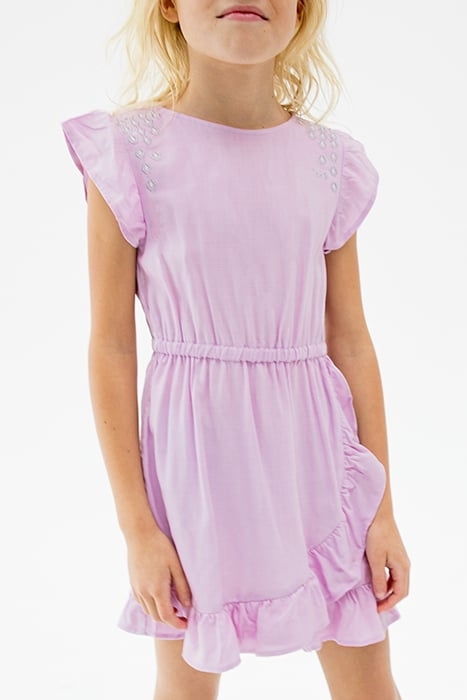 GIRLS’ VIOLET LENZING™ ECOVERO™ RUFFLED WRAP DRESS 1