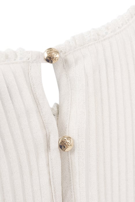 GIRLS’ WHITE GLITTERY PLEATED DRESS WITH GOLD WAISTBAND 5