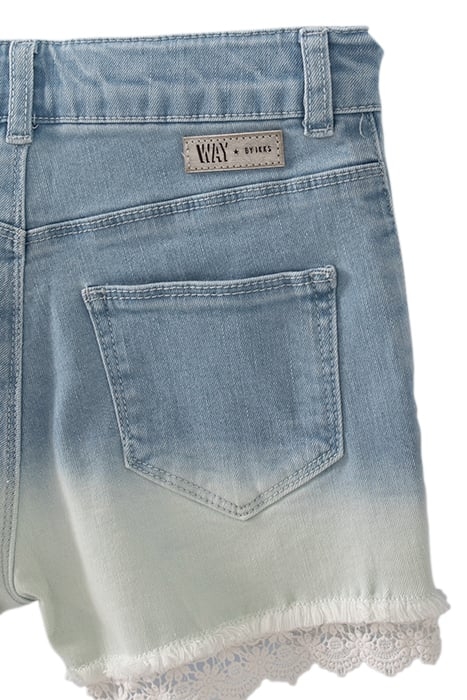 GIRLS’ LACE-EDGED DEEP-DYE LOOK ORGANIC DENIM SHORTS 6
